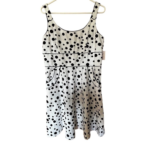 NWT DRESS BARN Women’s Black White Polka Dot Fit & Flare Cottagecore Dress 16 - Picture 2 of 14